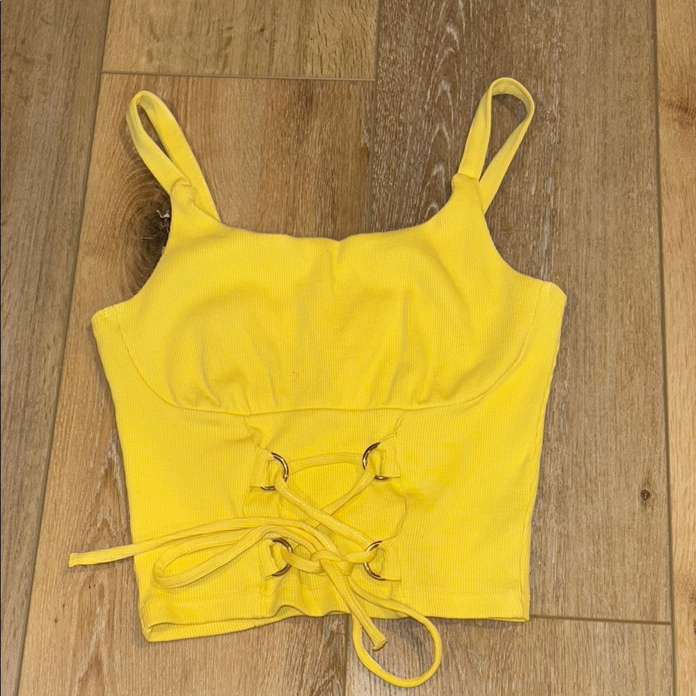 The Ragged Priest Yellow Lace-Up Women's Top size small